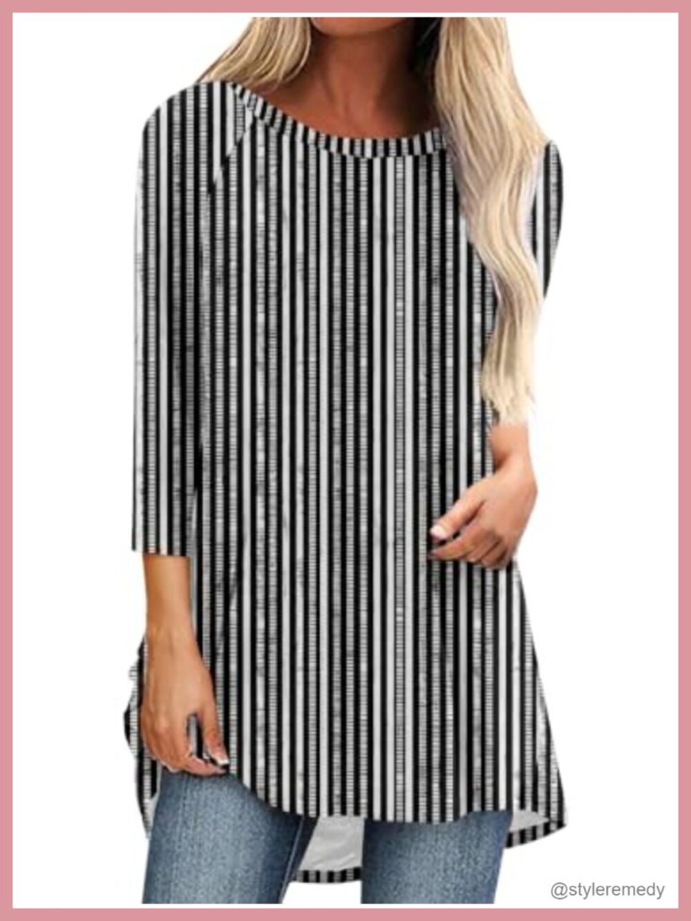 Womens 3/4 Sleeve Tunic Top Loose Fit for Leggings Casual Shirt